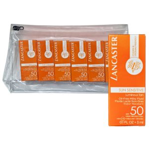 LANCASTER SUN SENSITIVE Crema protettiva viso SPF 50 protezione alta 3ml + pochette da viaggio &ndash; 6pz