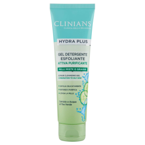 Clinians Hydra Plus Gel Detergente Esfoliante Viso Per Pelli Miste e Grasse Con Cetriolo e Acqua di The Verde 150Ml