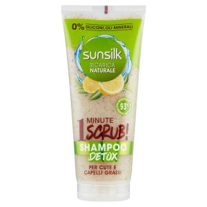 Sunsilk 1 Minute Shampoo Detox Scrub Per Cute e Capelli Grassi Con Te' Verde e Limone 200Ml