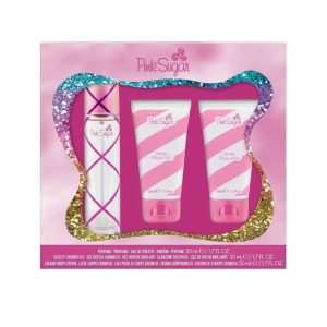 Aquolina Pink Sugar Confezione Regalo Profumo Donna Eau De Toilette Spray 50 Ml Gel Doccia Luminoso 50 Ml e Latte Corpo Profumato 50 Ml