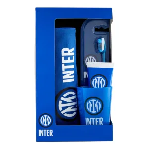 Set Inter Dentifricio Menta 75 Ml, Bicchiere, Spazzolino Setole Medie, Fan Bag Inter