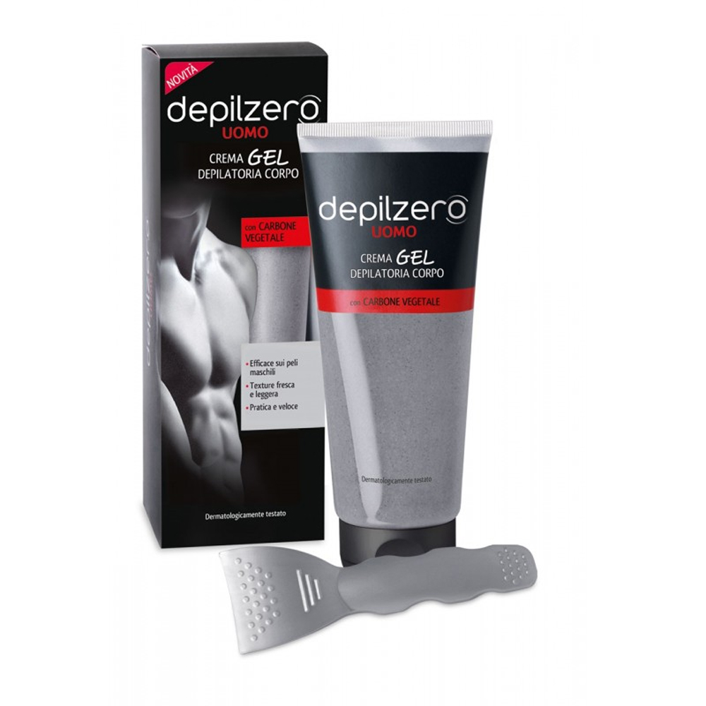Depilzero Uomo Crema Gel Depilatoria Corpo Con Carbone Vegetale 200 Ml