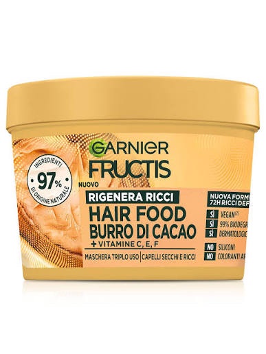 FRUCTIS HAIR FOOD Burro di Cacao maschera triplo uso rigenera ricci 390ml