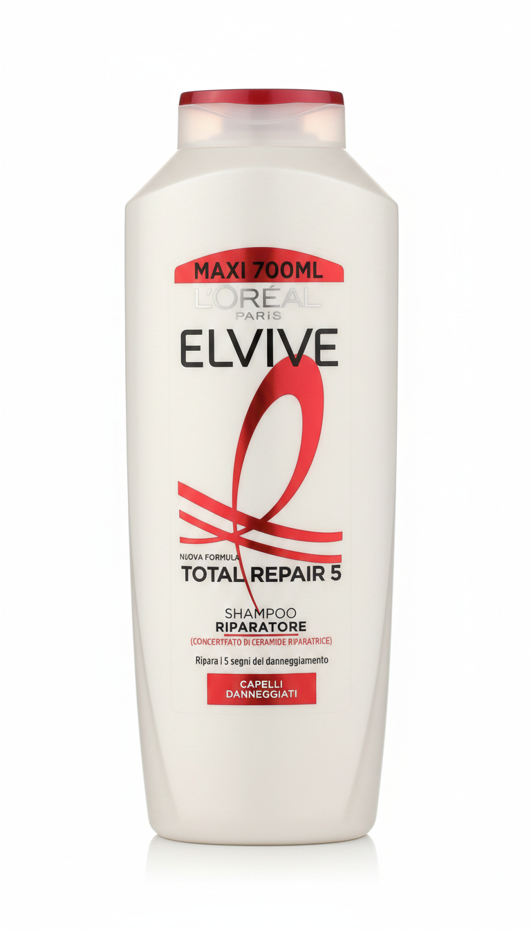 L'Oréal Elvive Shampoo Total Repair 5 Riparatore – Formato Maxi 700ml – Con Pro-Cheratina e Ceramide per Capelli Danneggiati